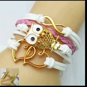 Nwt owl heart  infinity bracelet